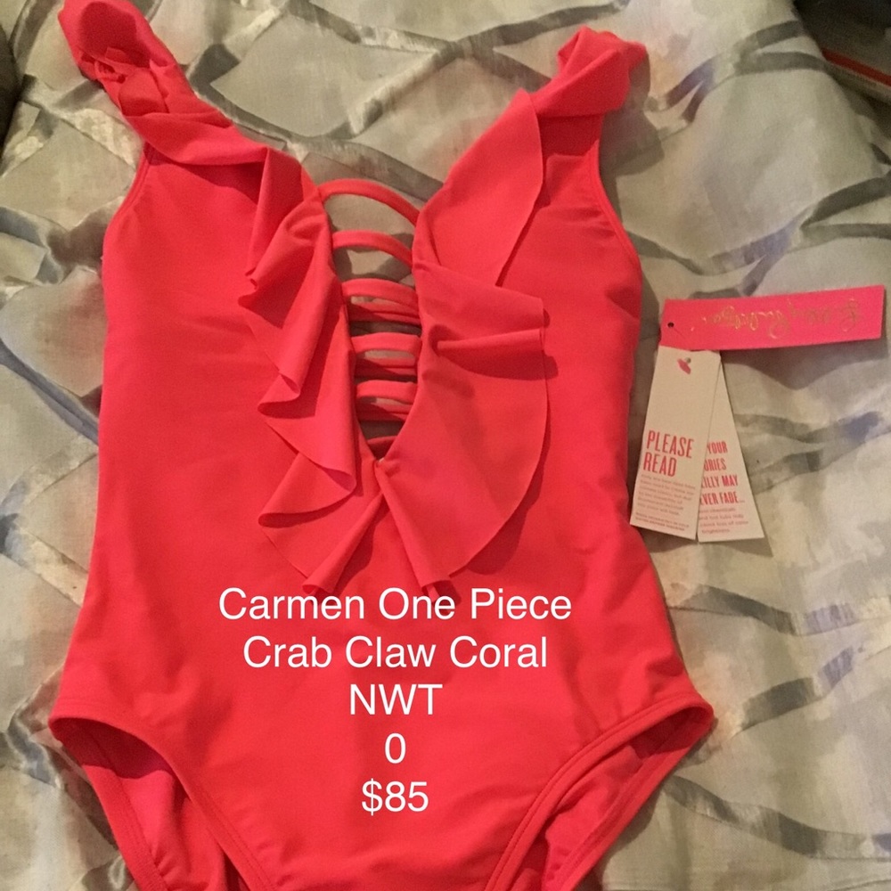 Lilly Pulitzer Carmen One Piece, Crab Claw Coral